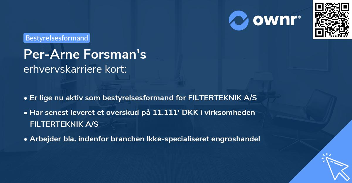 Per-Arne Forsman's erhvervskarriere kort