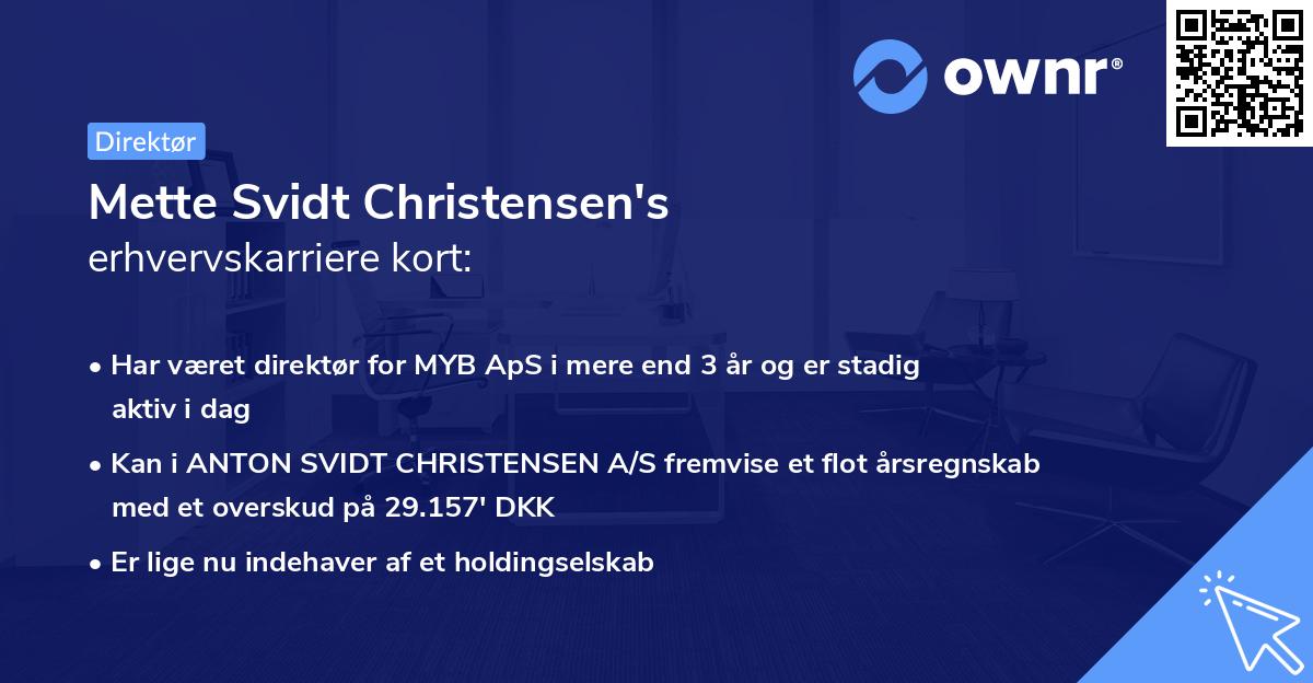 Mette Svidt Christensen's erhvervskarriere kort