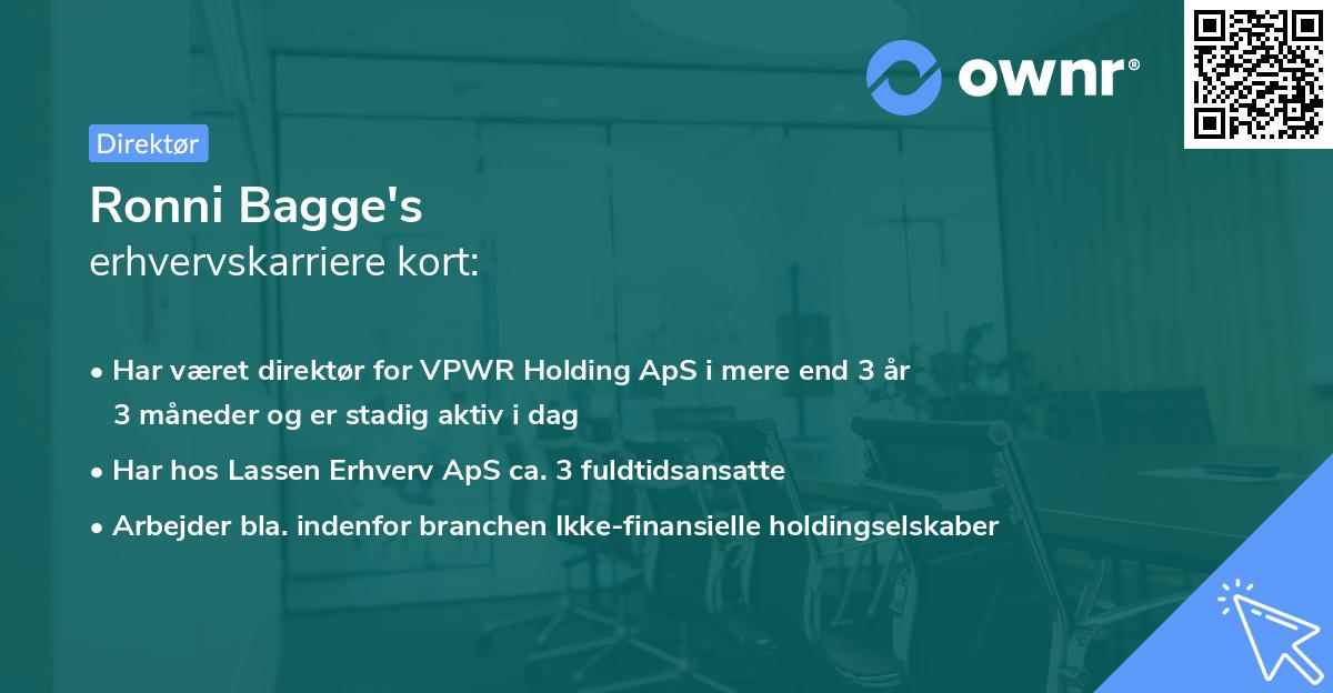 Ronni Bagge's erhvervskarriere kort