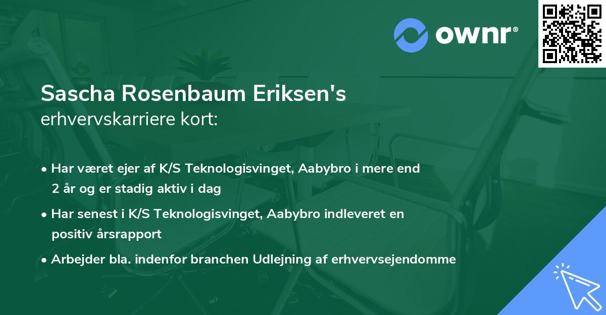 Sascha Rosenbaum Eriksen's erhvervskarriere kort