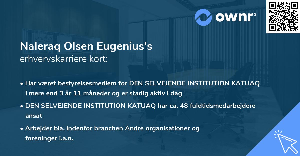 Naleraq Olsen Eugenius's erhvervskarriere kort