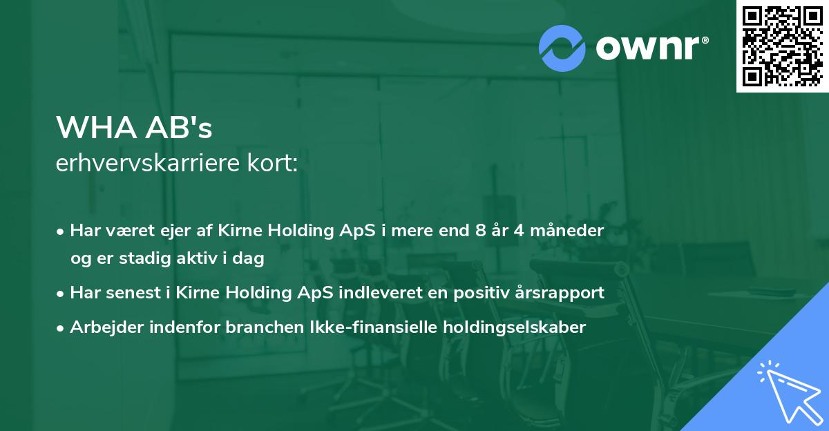WHA AB's erhvervskarriere kort