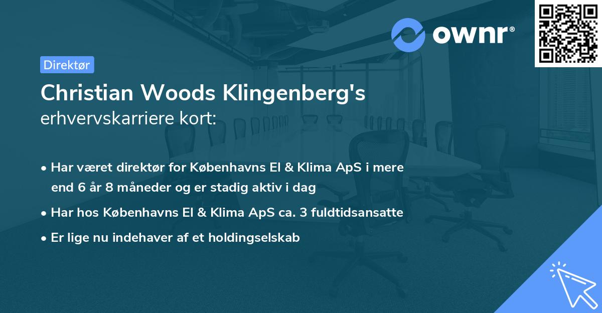 Christian Woods Klingenberg's erhvervskarriere kort