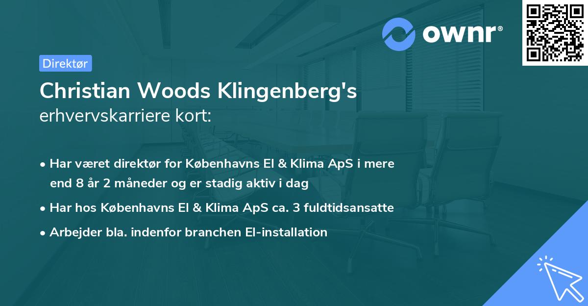Christian Woods Klingenberg's erhvervskarriere kort