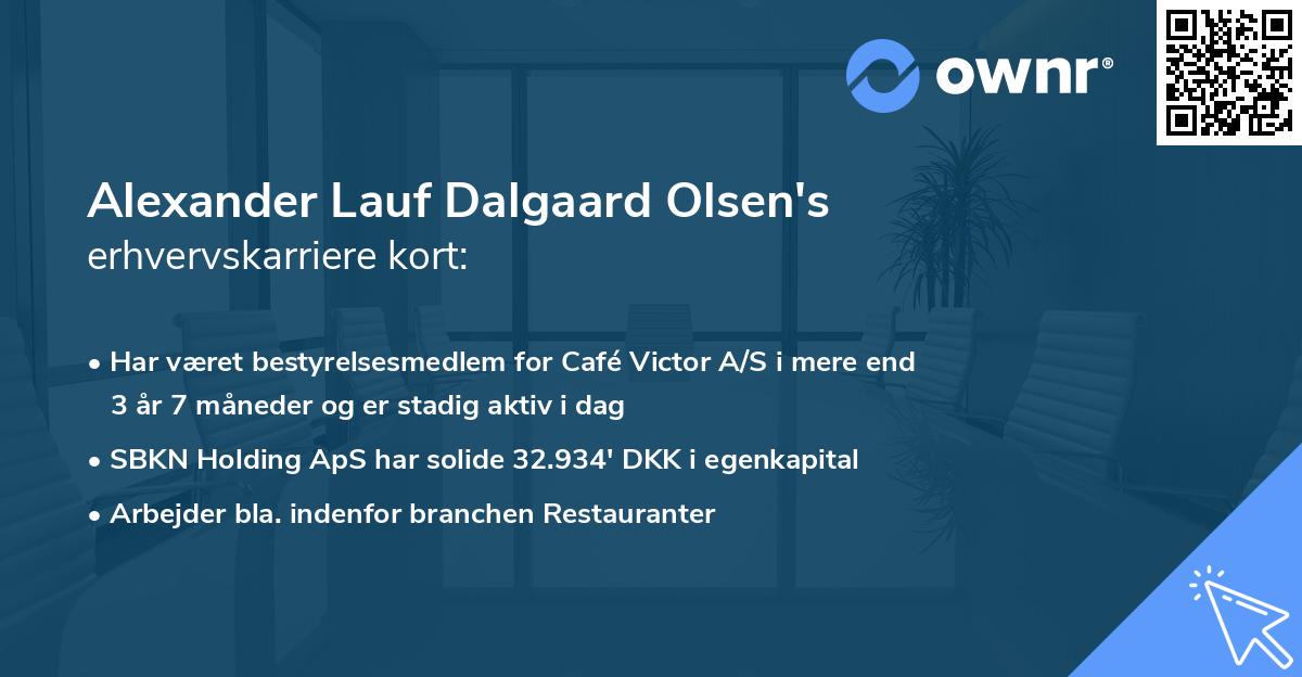 Alexander Lauf Dalgaard Olsen's erhvervskarriere kort