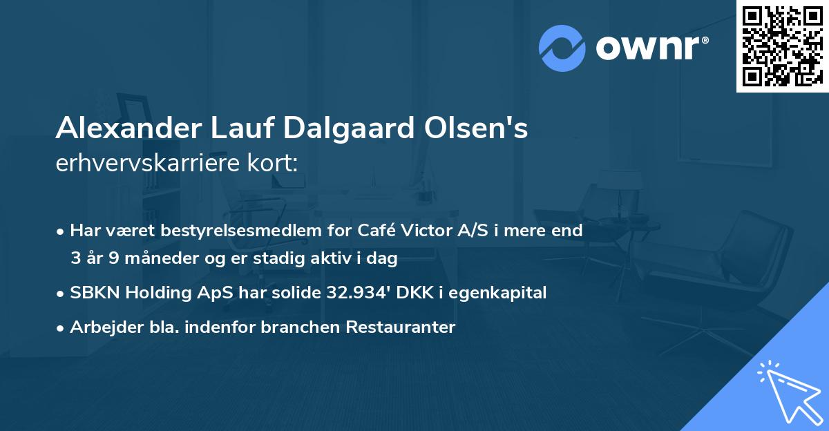 Alexander Lauf Dalgaard Olsen's erhvervskarriere kort