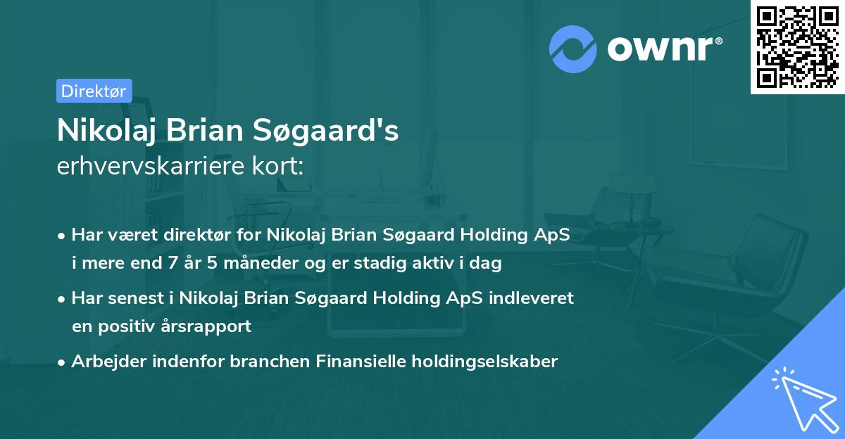 Nikolaj Brian Søgaard's erhvervskarriere kort
