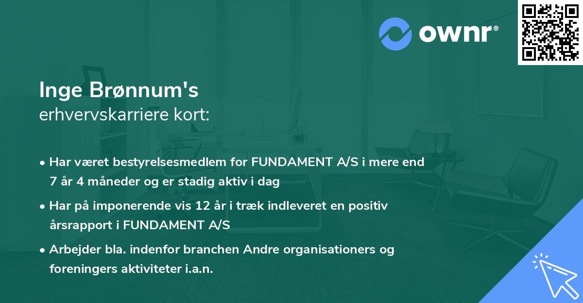 Inge Brønnum's erhvervskarriere kort
