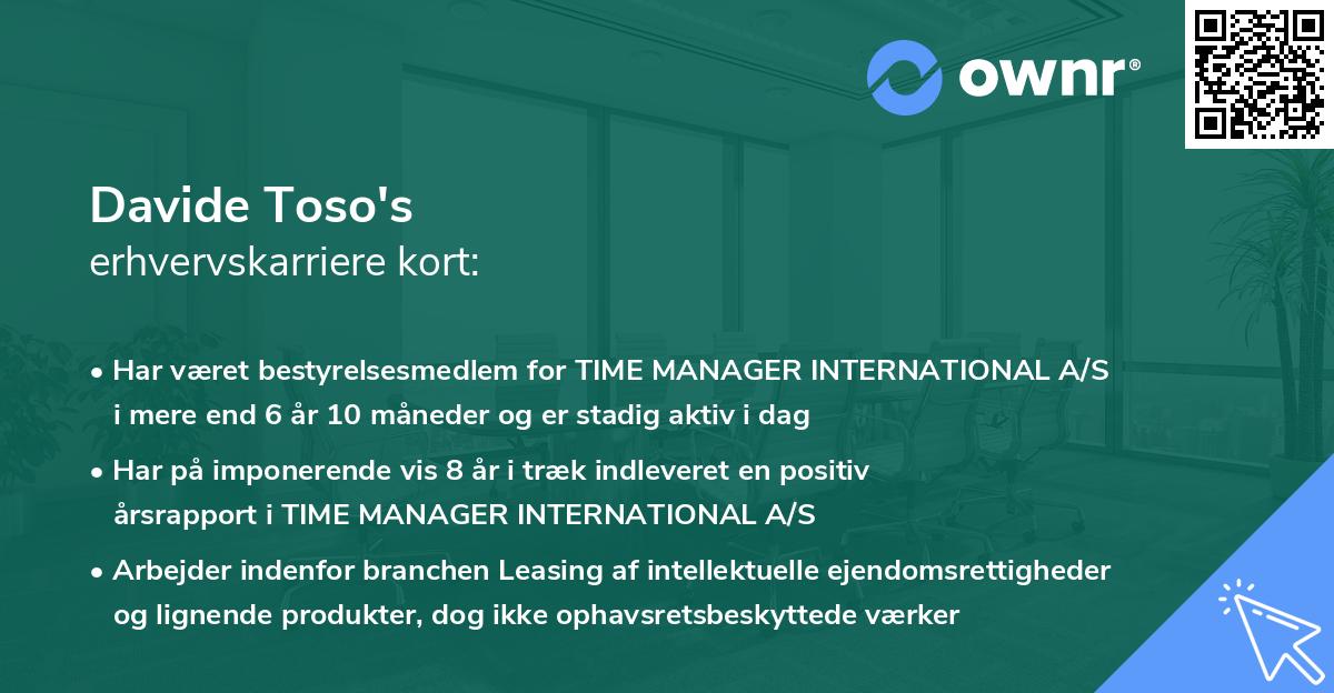 Davide Toso's erhvervskarriere kort