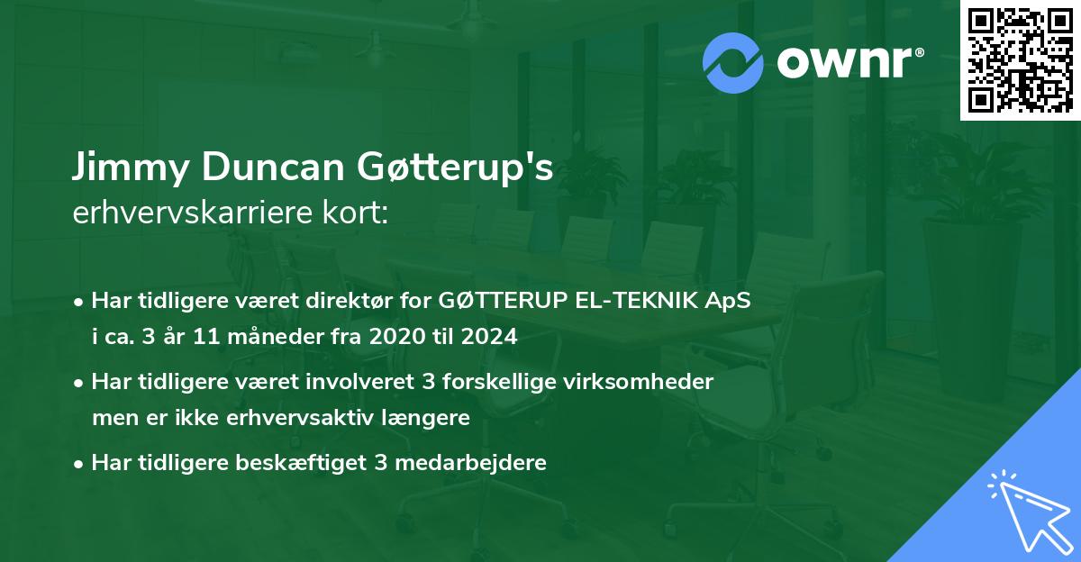 Jimmy Duncan Gøtterup's erhvervskarriere kort