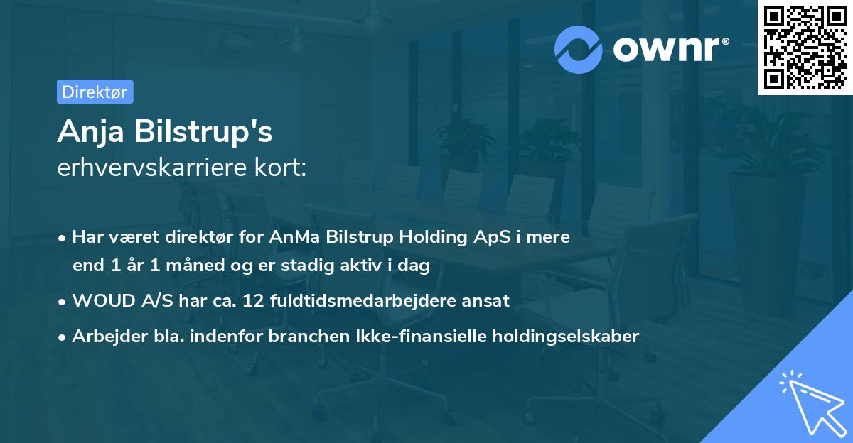 Anja Bilstrup's erhvervskarriere kort