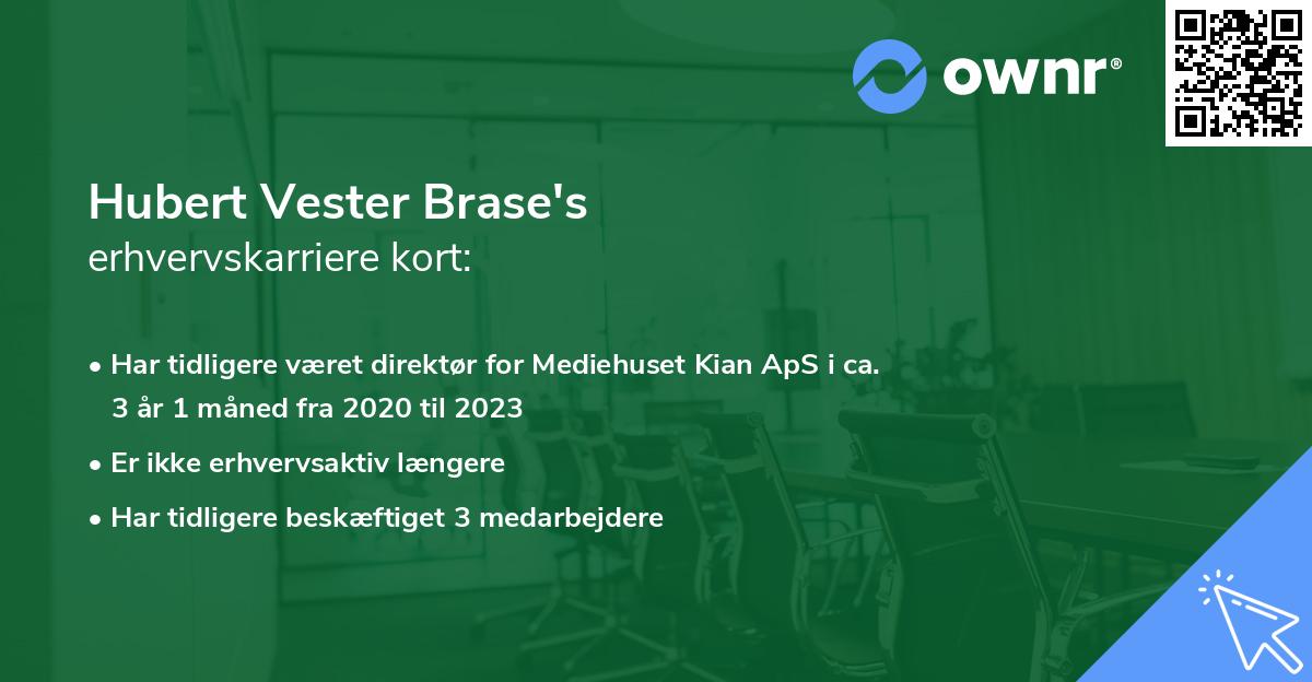 Hubert Vester Brase's erhvervskarriere kort