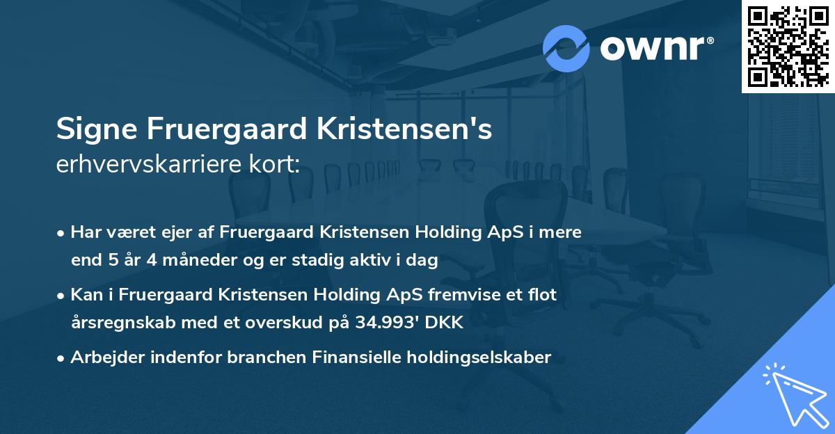 Signe Fruergaard Kristensen's erhvervskarriere kort