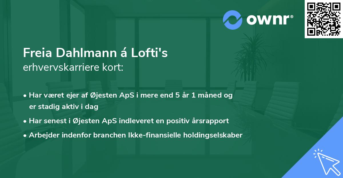 Freia Dahlmann á Lofti's erhvervskarriere kort