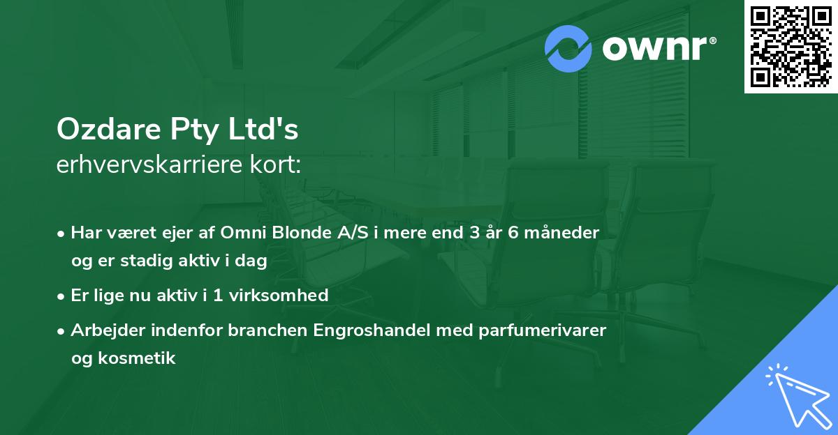 Ozdare Pty Ltd's erhvervskarriere kort