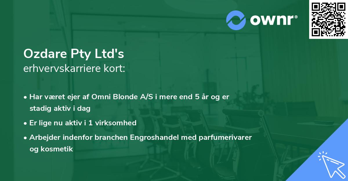 Ozdare Pty Ltd's erhvervskarriere kort