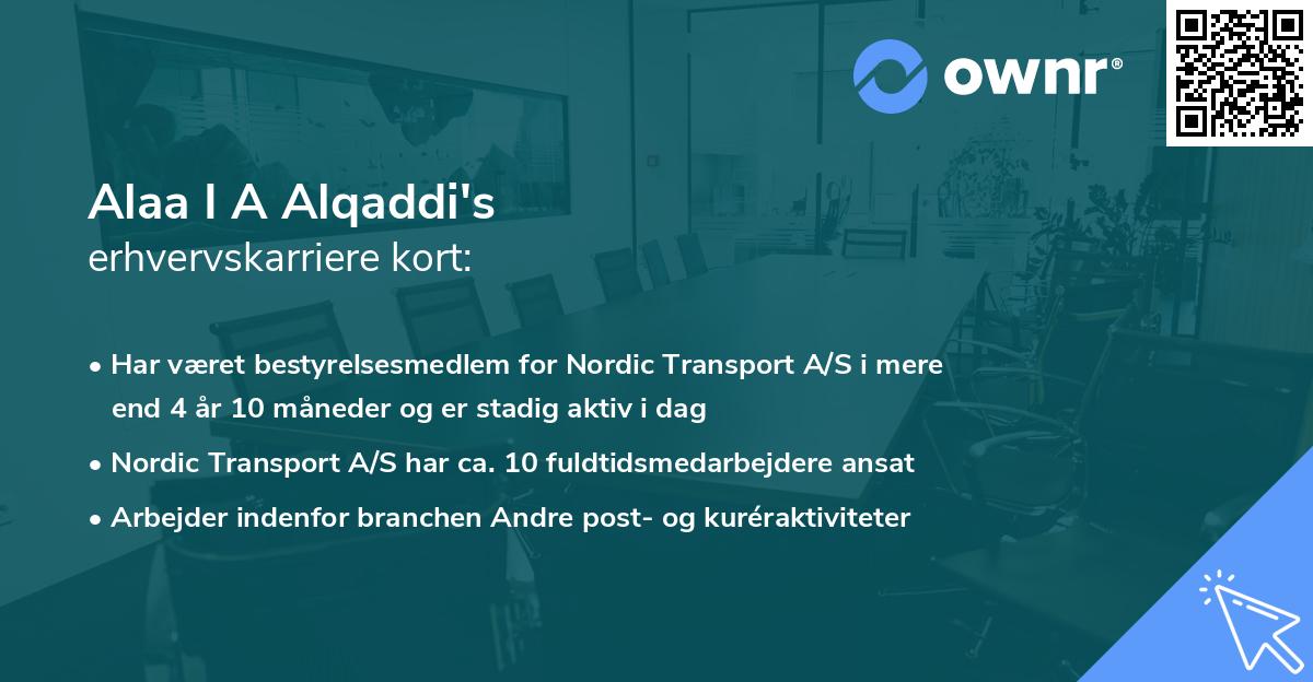 Alaa I A Alqaddi's erhvervskarriere kort