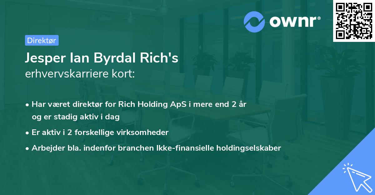Jesper Ian Byrdal Rich's erhvervskarriere kort