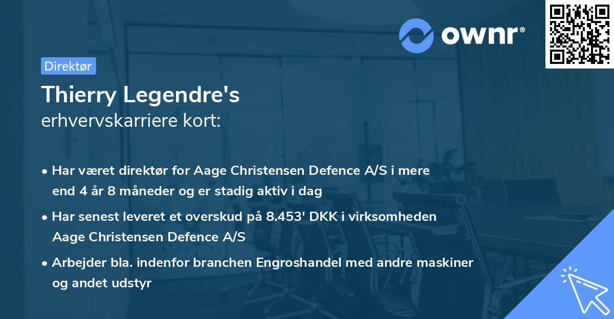 Thierry Legendre's erhvervskarriere kort