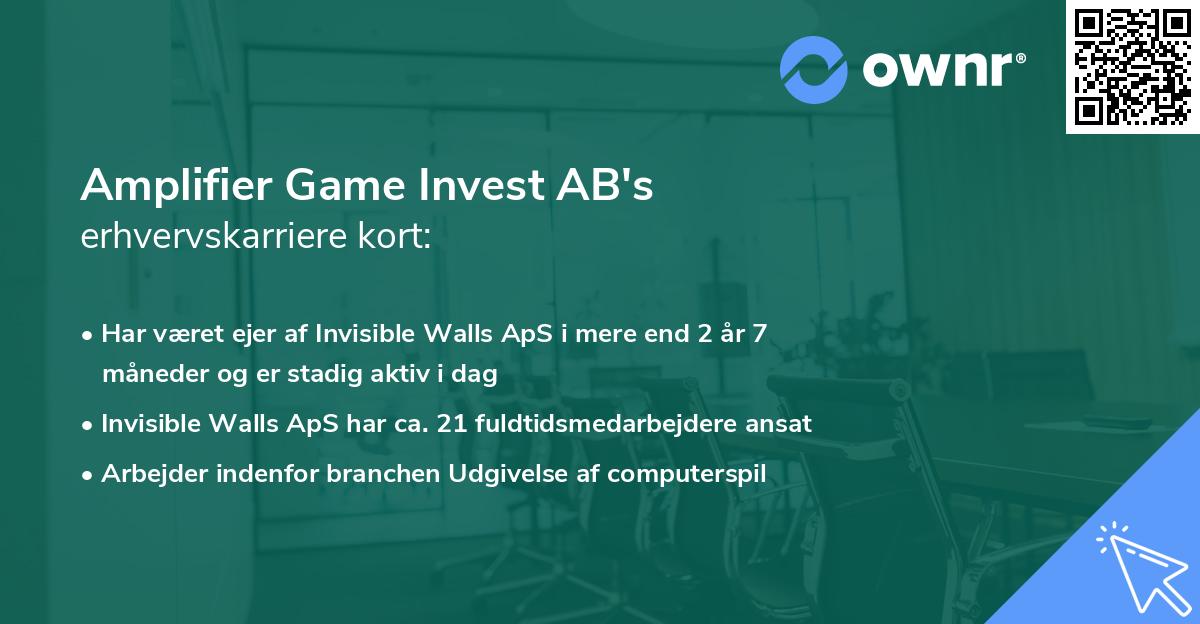 Amplifier Game Invest AB's erhvervskarriere kort