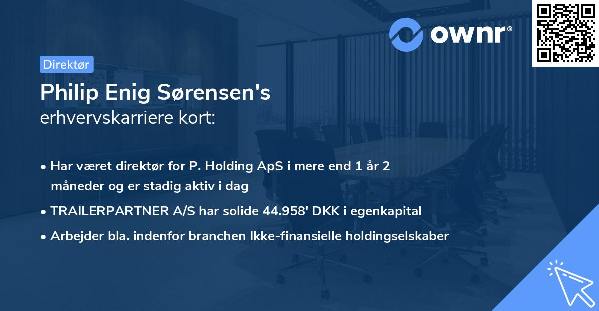 Philip Enig Sørensen's erhvervskarriere kort