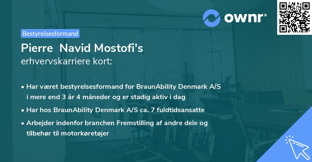 Pierre  Navid Mostofi's erhvervskarriere kort