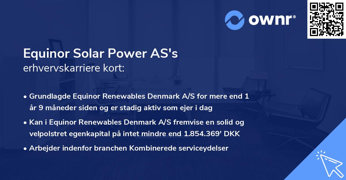 Equinor Solar Power AS's erhvervskarriere kort