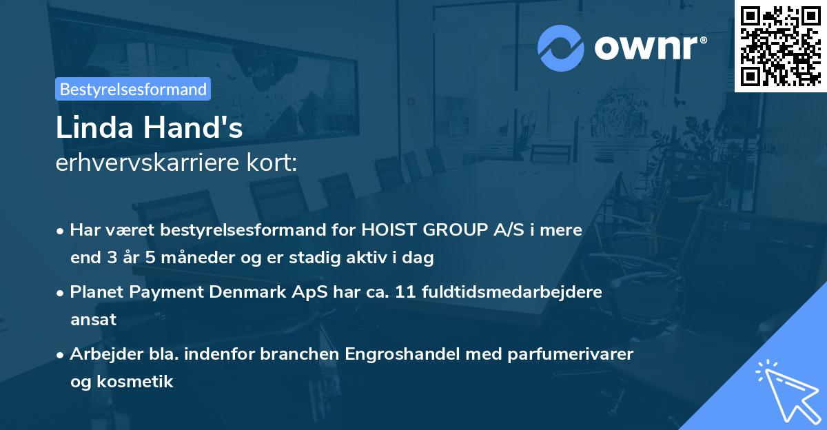 Linda Hand's erhvervskarriere kort