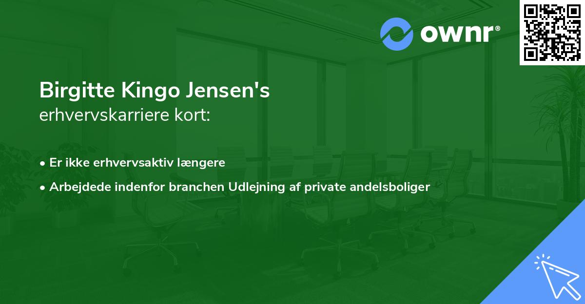 Birgitte Kingo Jensen's erhvervskarriere kort