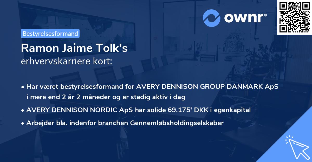 Ramon Jaime Tolk's erhvervskarriere kort