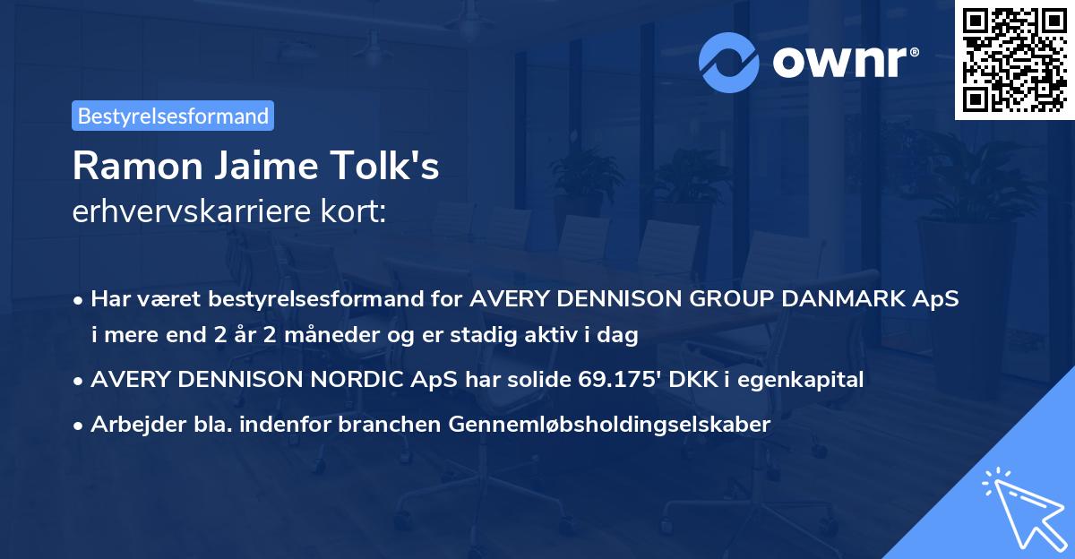 Ramon Jaime Tolk's erhvervskarriere kort