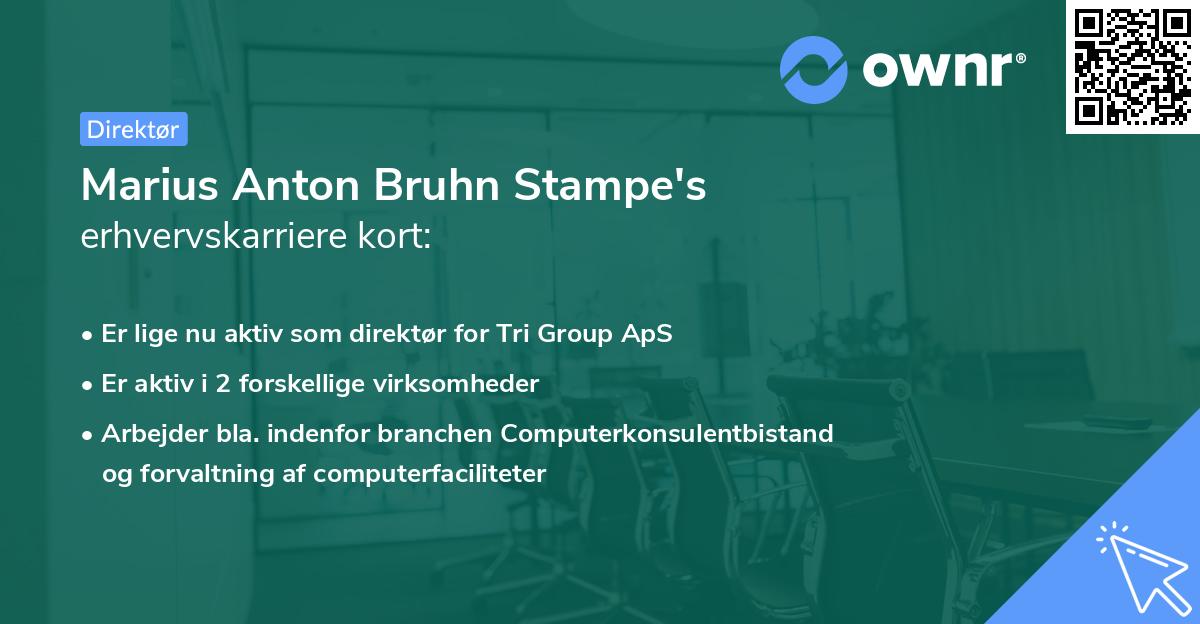 Marius Anton Bruhn Stampe's erhvervskarriere kort