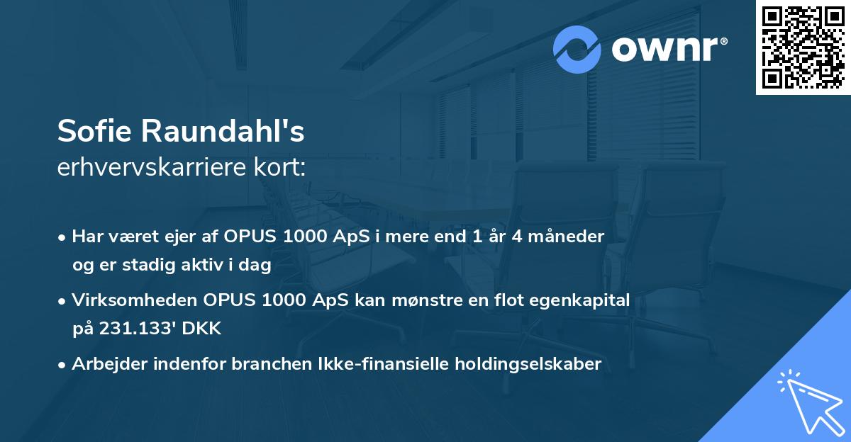 Sofie Raundahl's erhvervskarriere kort