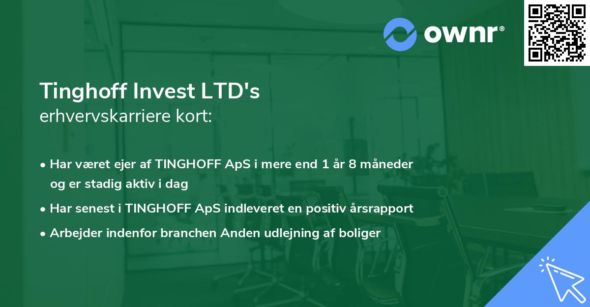 Tinghoff Invest LTD's erhvervskarriere kort