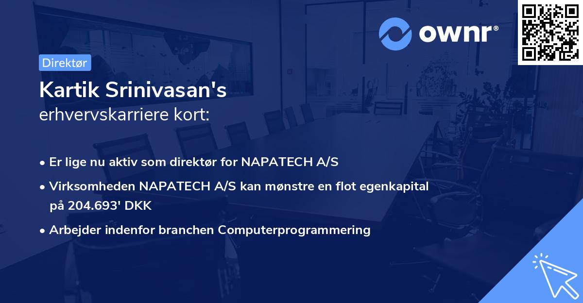 Kartik Srinivasan's erhvervskarriere kort