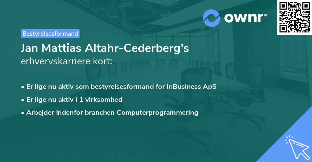 Jan Mattias Altahr-Cederberg's erhvervskarriere kort