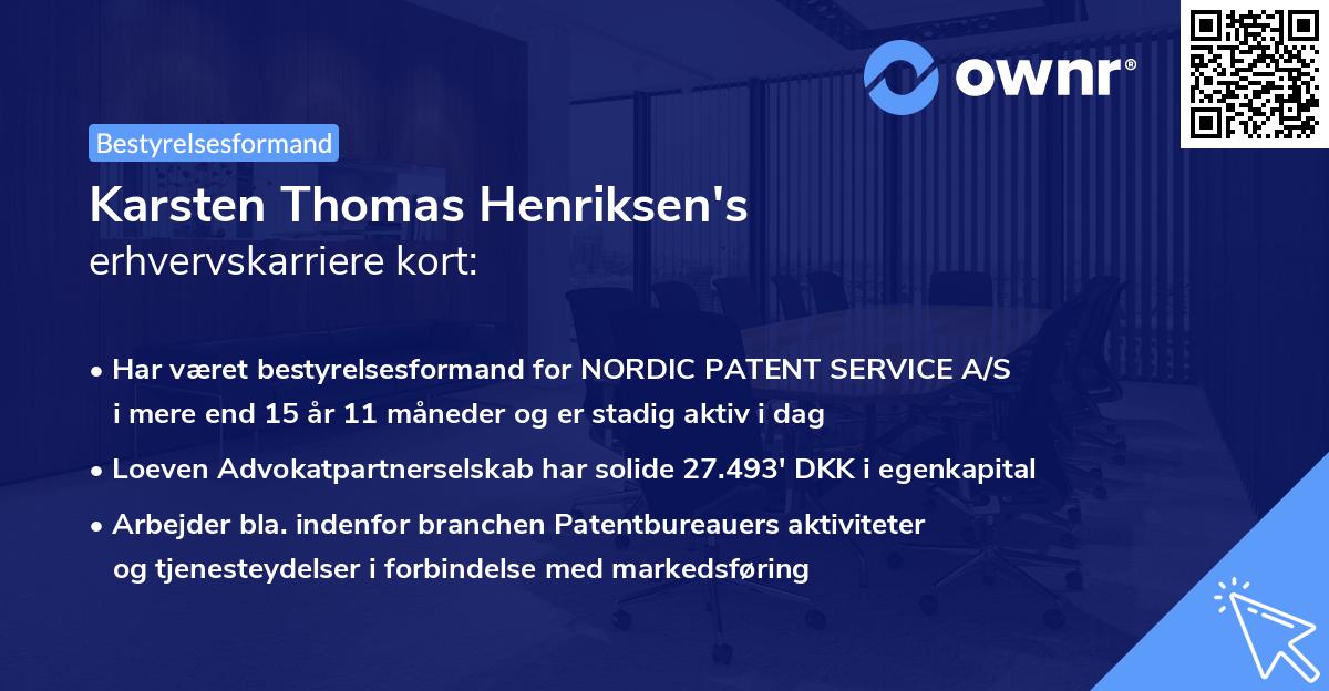 Karsten Thomas Henriksen's erhvervskarriere kort