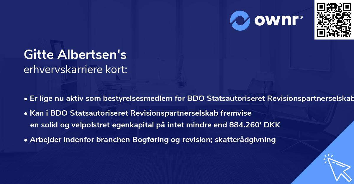 Gitte Albertsen's erhvervskarriere kort