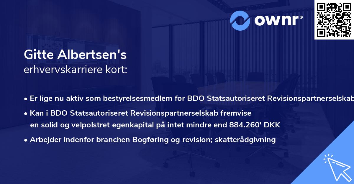Gitte Albertsen's erhvervskarriere kort