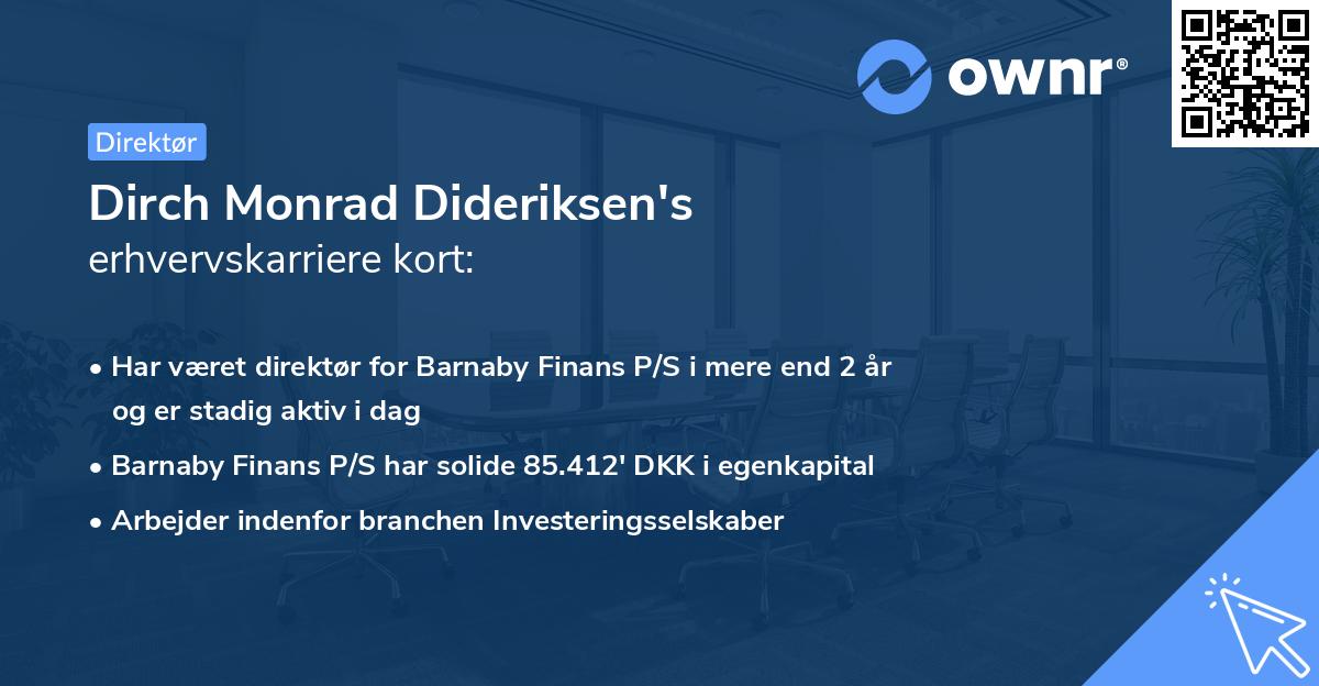 Dirch Monrad Dideriksen's erhvervskarriere kort