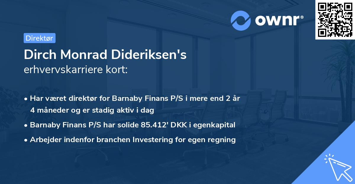 Dirch Monrad Dideriksen's erhvervskarriere kort