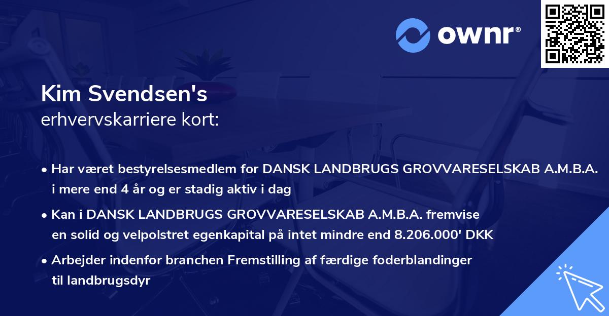 Kim Svendsen's erhvervskarriere kort