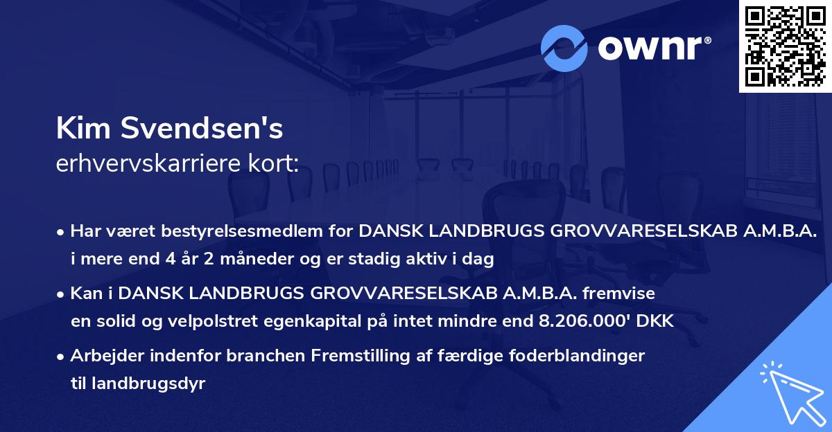Kim Svendsen's erhvervskarriere kort