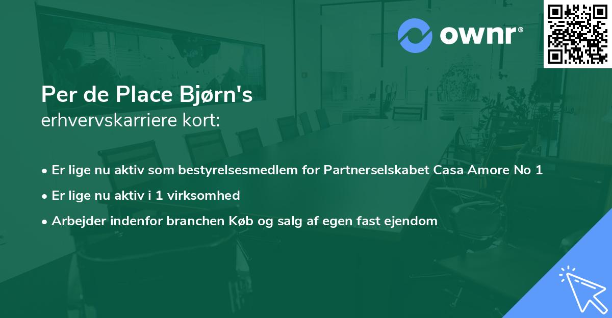 Per de Place Bjørn's erhvervskarriere kort