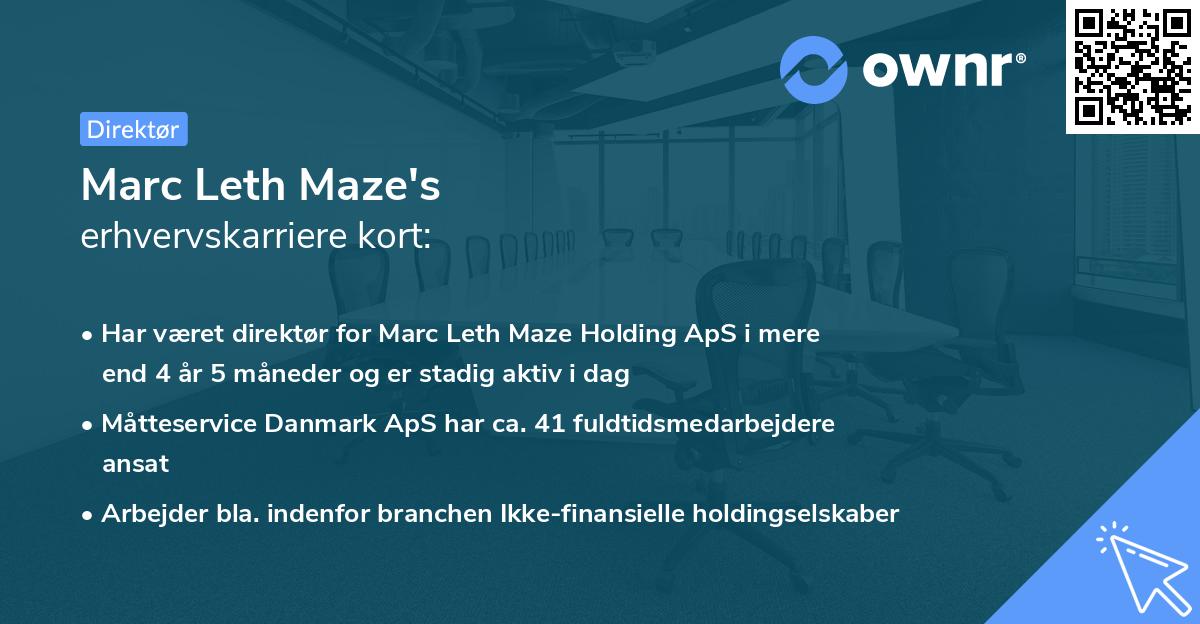 Marc Leth Maze's erhvervskarriere kort