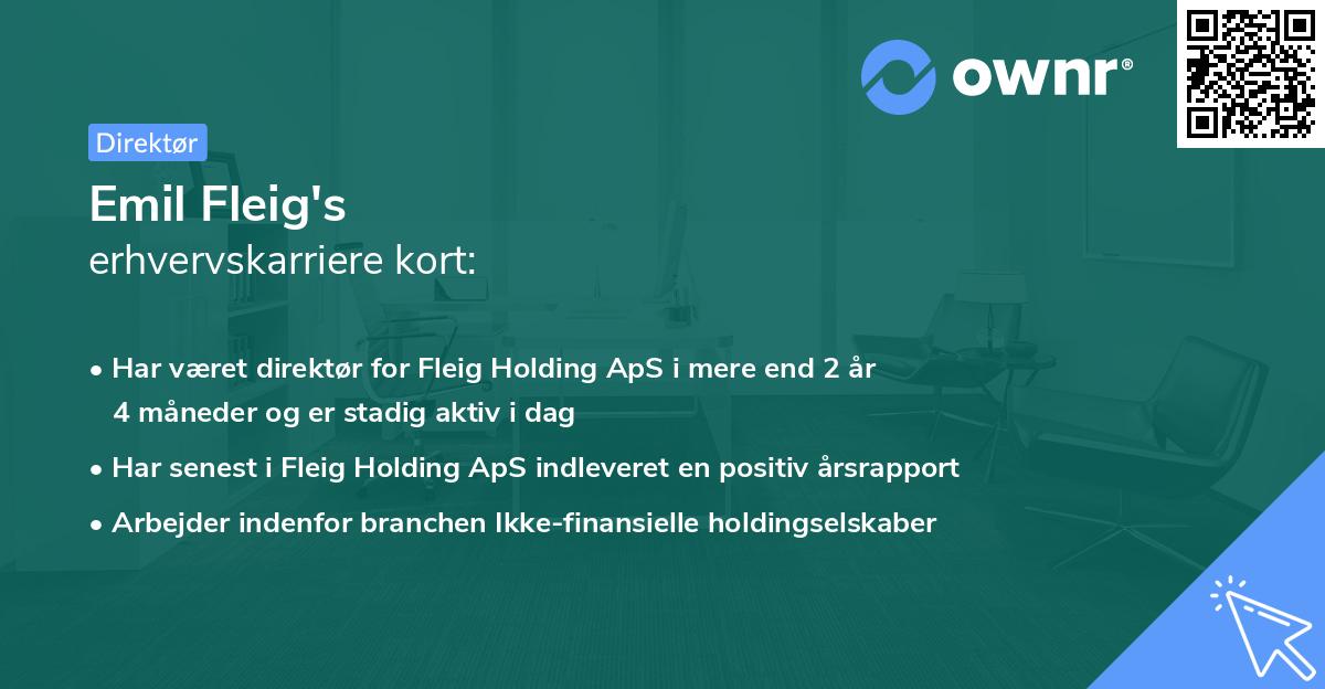 Emil Fleig's erhvervskarriere kort