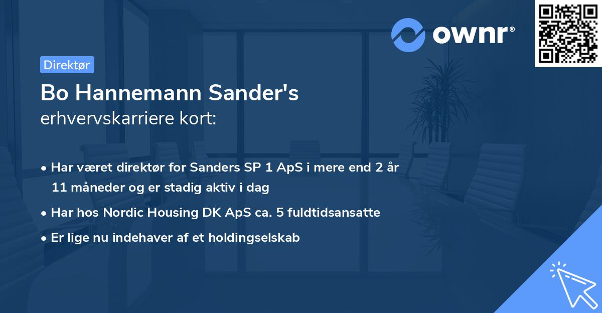 Bo Hannemann Sander's erhvervskarriere kort