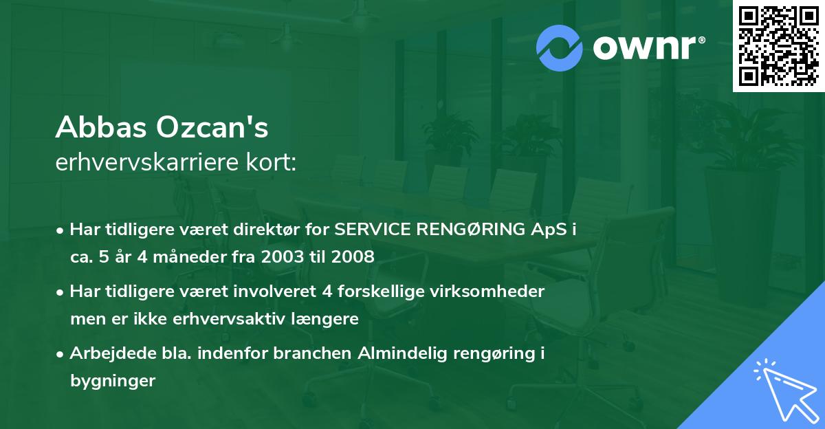 Abbas Ozcan's erhvervskarriere kort