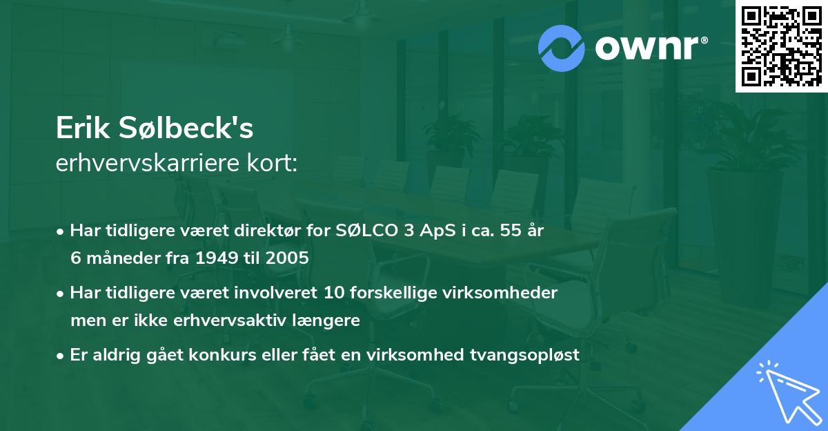 Erik Sølbeck's erhvervskarriere kort