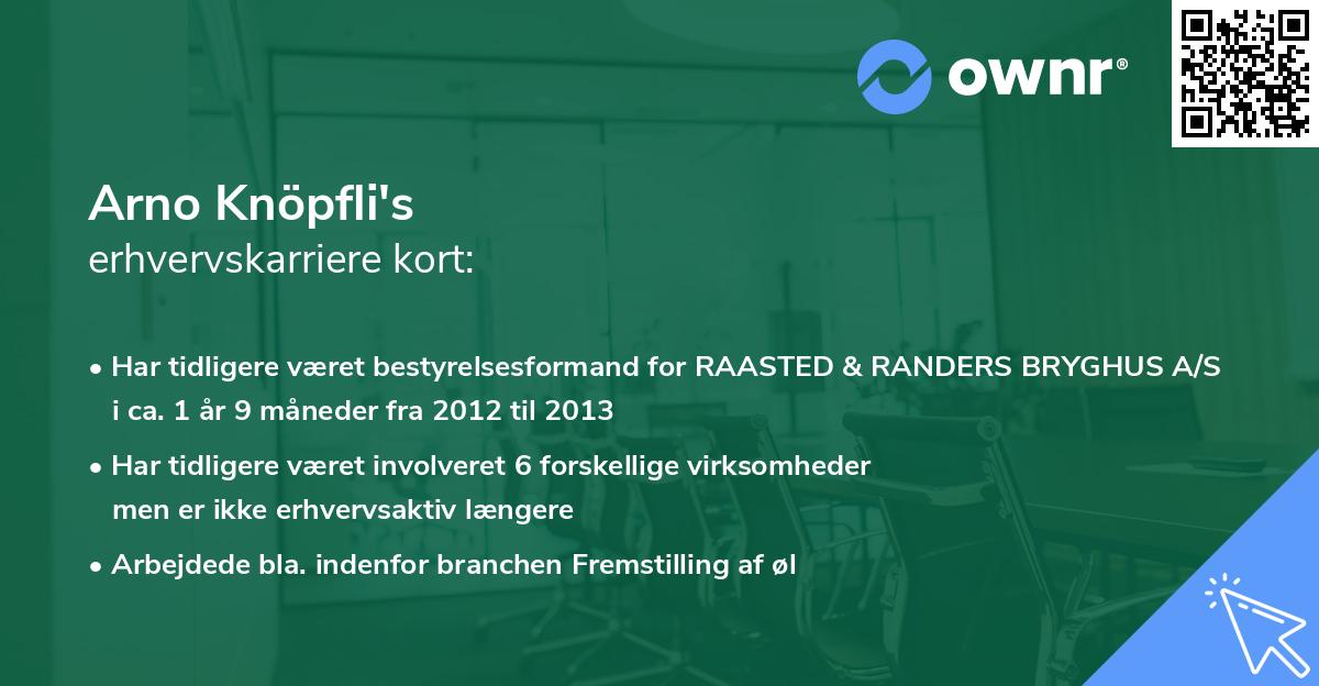 Arno Knöpfli's erhvervskarriere kort